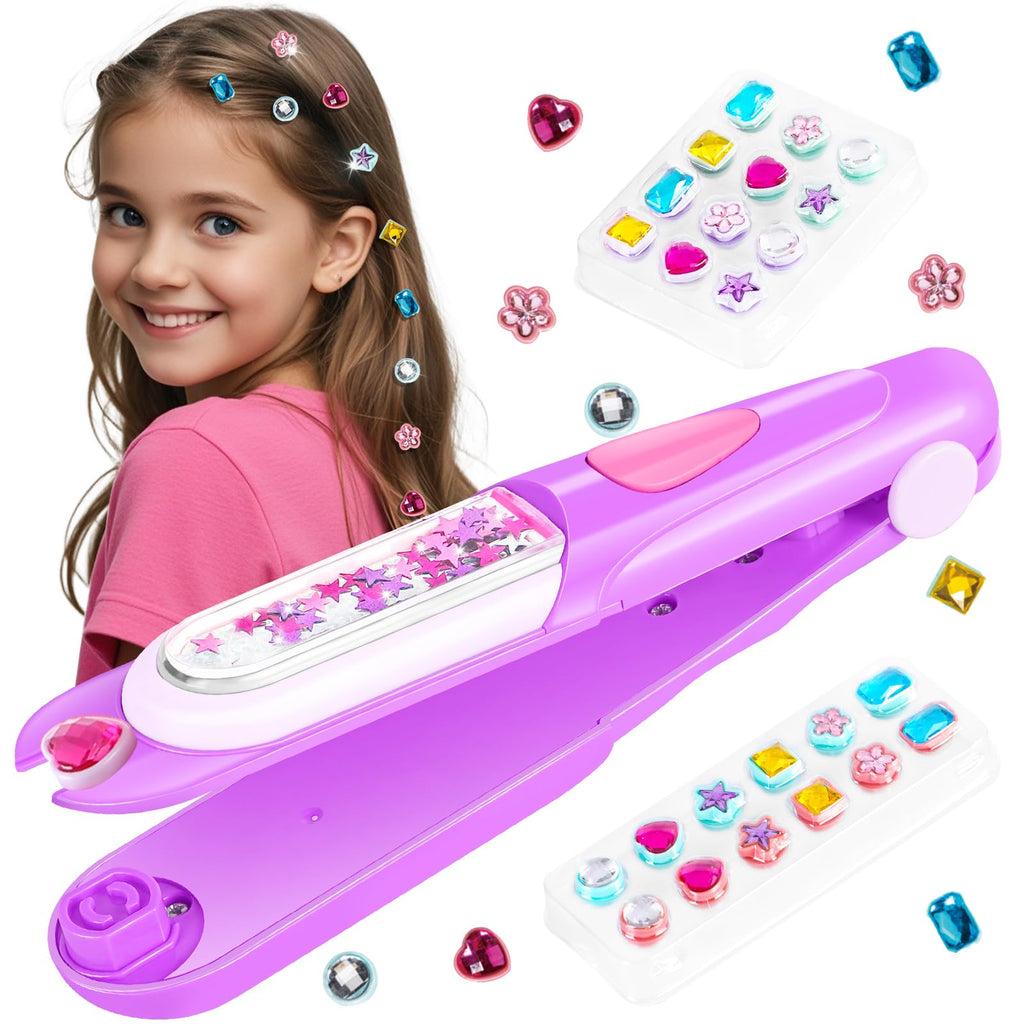 Hair Gem Stamper Kit, Bling Hair Jewels for Girls Toys, Hair Styling Tool with Reusable Shining Diamonds, Birthday Gifts Toys for Girls Ages 3 4 5 6 8-12