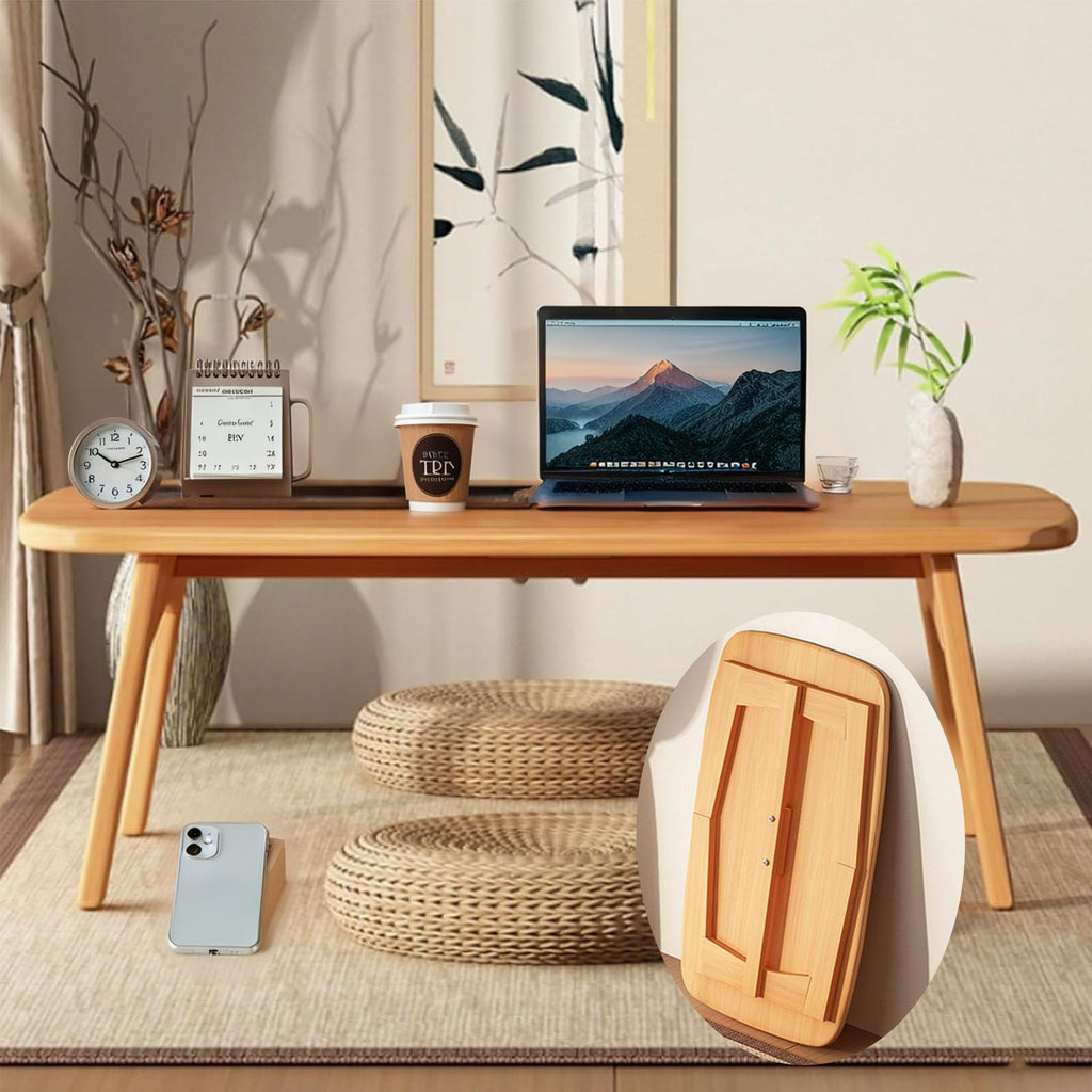 Japanese Floor Table Japanese Folding Coffee Table No Assembly Foldable Low Coffee Tables for Living Room Tatami Tea Bedroom for Sitting on The Floor - Portable & Easy Storage Compact Design