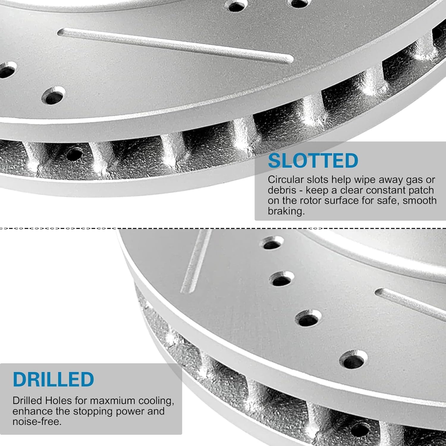 WEIZE Front +Rear Truck & Tow Brake Kit, Carbon Fiber Ceramic Brake Pads & Drilled/Slotted Brake Rotors, Fit for Dodge Ram 1500 & Classic Durango Chrysler Aspen, 5 Lug