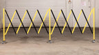 Trafford Industrial Expandable Metal Barricade, 16 Feet, Yellow and Black, Mobile Safety Barrier Gate, Retractable Traffic Fence