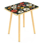 Mandala Small Rectangle End Table, Side Table with Black Flowers Finish, Retro Modern Small Coffee Table for Balcony, Living Room(11.8" D x 15.7" W x 17" H, White, Rectangle)