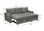 Naomi Home Jenny Sectional Sofa Sleeper with Storage Chaise, Tufted Pull Out Couch with Storage, Sectional Bed, L-Shaped Reversible Sleeper Sofa, Black,Air Leather