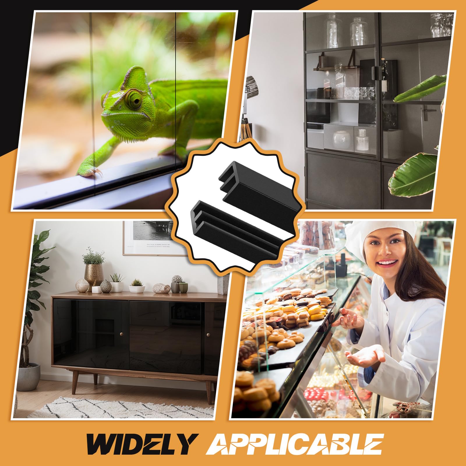 Landical 2 Sets 4FT Sliding Door Track for 1/8" Thick Panels Closet Glass Doors Plastic Cabinet Window Sliding Track (Black)