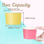 MATICAN Paper Ice Cream Cups, 50-Pack 9-oz Disposable Dessert Bowls for Hot and Cold, 9-ounce, 5 Pastel Colors