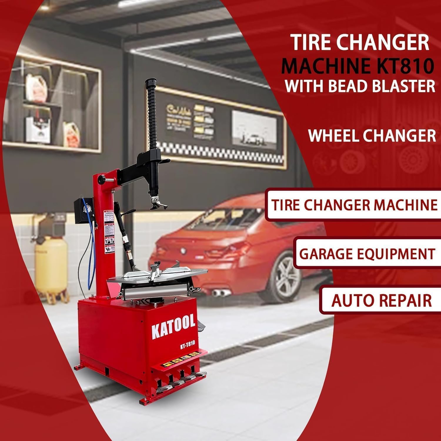 KATOOL 2.0HP Tire Changer Machine with Bead Blaster Tire Machine Tire Changer and Wheel Balancer Machine Combo KT-T810+KT-B760