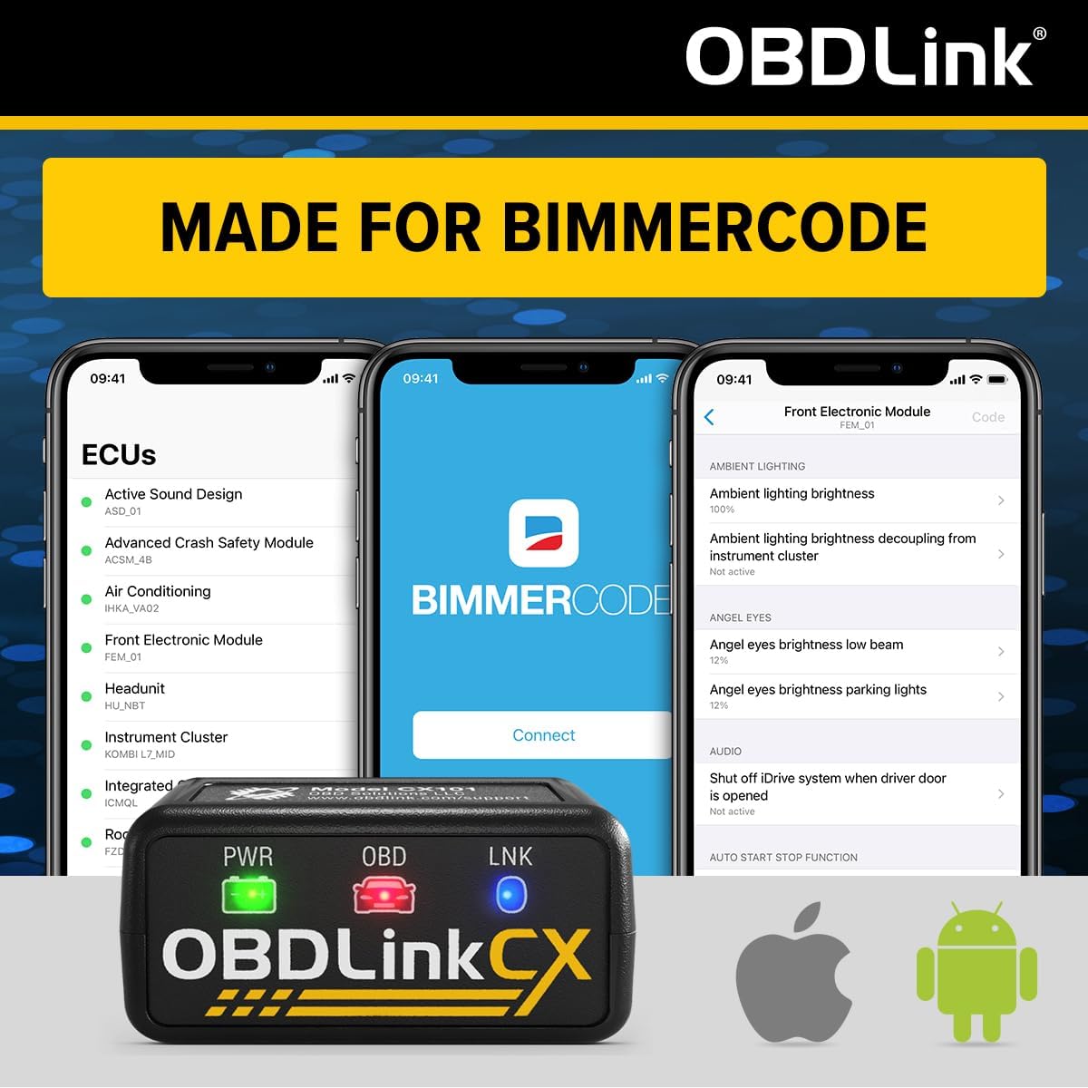 OBDLink CX Bimmercode Bluetooth 5.1 OBD2 Adapter for BMW/Mini, Works with iPhone/iOS & Android, Car Coding, OBD II Diagnostic Scanner