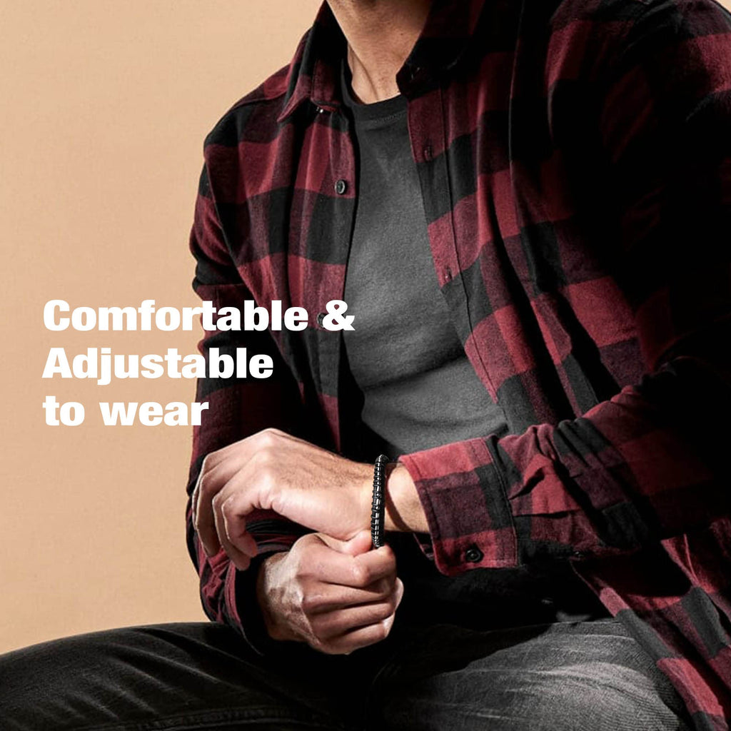 Btysun Valentiens Day Gifts for Him, Inspirational Gifts for Men Morse Code Bracelets Leather Bracelet Birthday Dad Encouragement Secret Message Jewelry