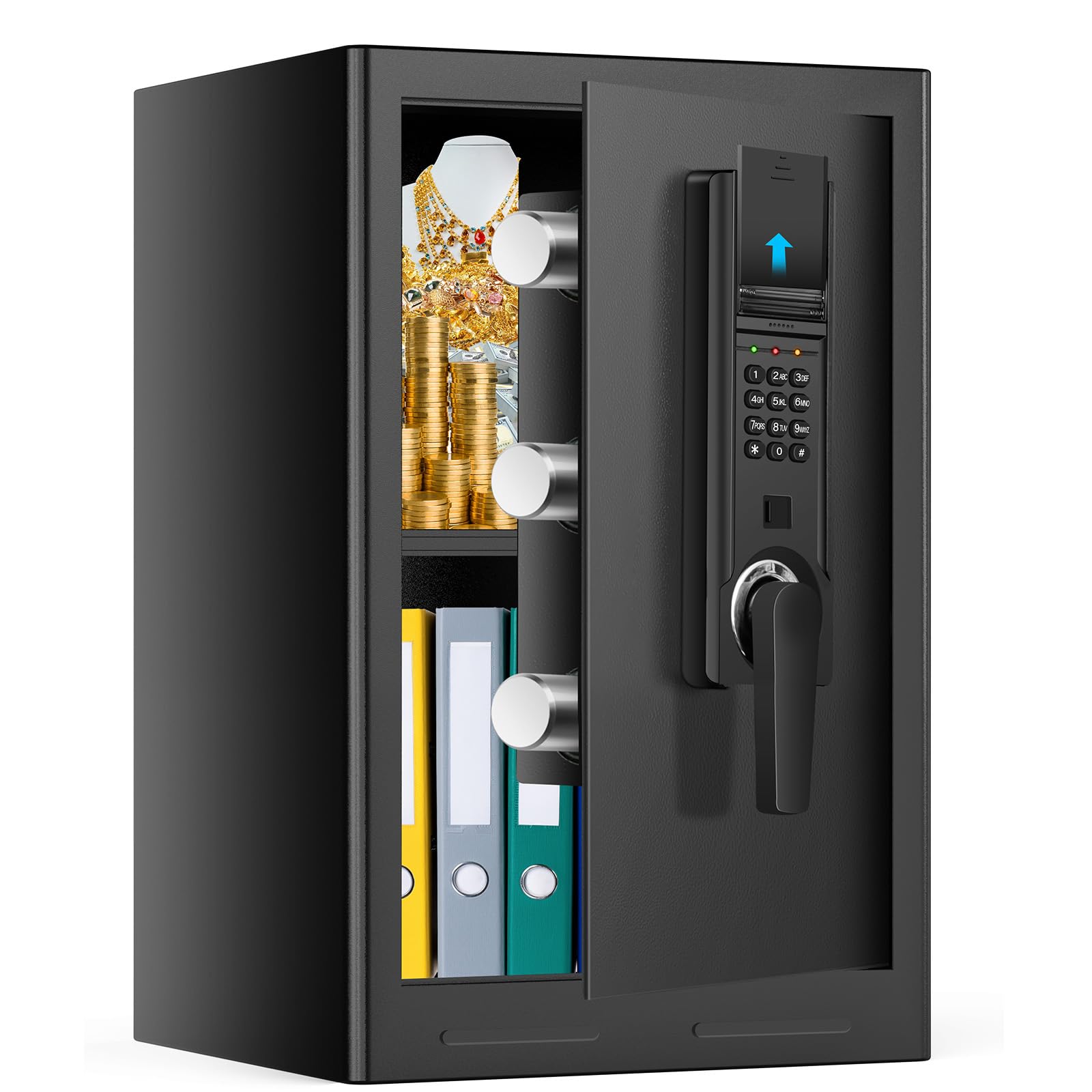 3.0 Cub Large Safe for Home Use, Fireproof Home Safe Box with Electronic Keypad, Spare Key, Smart Alarm, Mute Mode, Anti-theft Fire proof Safe for Documents, Jewelry, Medicines