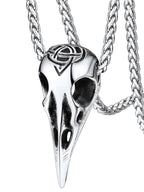 FaithHeart Viking Raven Necklace for Men, Norse Mythology Raven Skull Pendant Sturdy Stainless Steel Amulet Jewelry Gift for Men