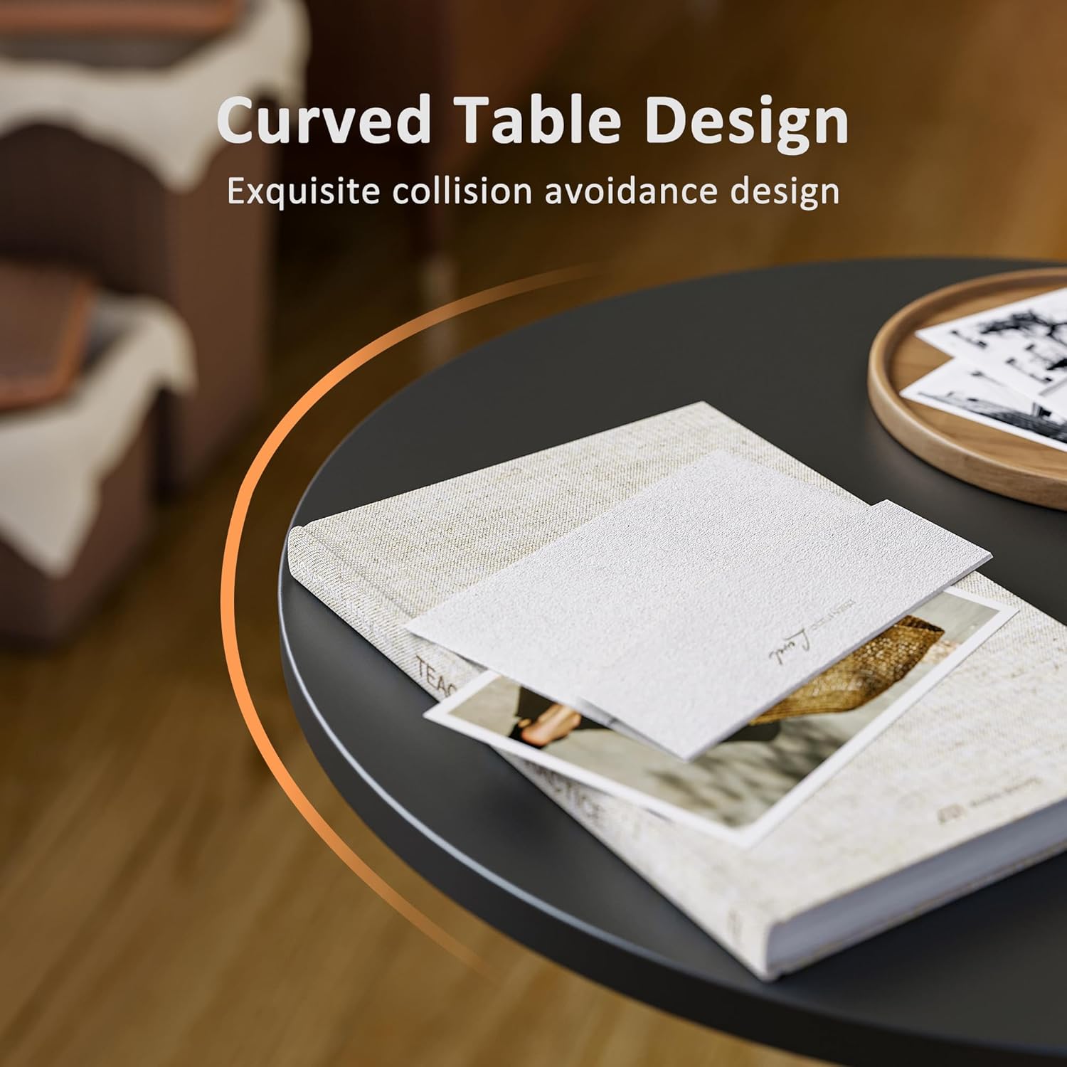 C-Shaped End Table 25 inches High, Small Side Table Coffee Table for Couch and Bed, Sofa Table for Living Room, Bedroom, Bedside, Black