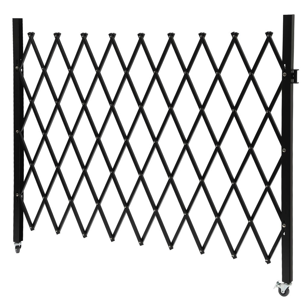 Double Folding Security Door, 5.25' H x 9.84' W Wall Mounted Scissor Gate - Iron & Aluminum Alloy Accordion Gate with 360 Rolling Barricade