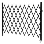 Double Folding Security Door, 5.25' H x 9.84' W Wall Mounted Scissor Gate - Iron & Aluminum Alloy Accordion Gate with 360 Rolling Barricade
