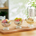 CHPINDAM Vintage Glass Dessert Bowls, Ice Cream cups, 5oz Dessert cups, for Sundae, Fruit, Ice Cream, Pudding, small snacks,Condiment (6)