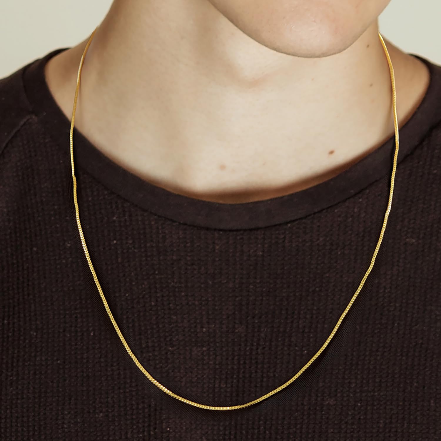 PPRLIFE Collana in Oro 14K per Donne Catena d'Oro per Uomini Catena Sottile a Scatola Larga 1mm Collana Sottile per Donne Catene Minimaliste Classiche Hip-Pop Collane Non Si Scolorisce 16-26in (18in)