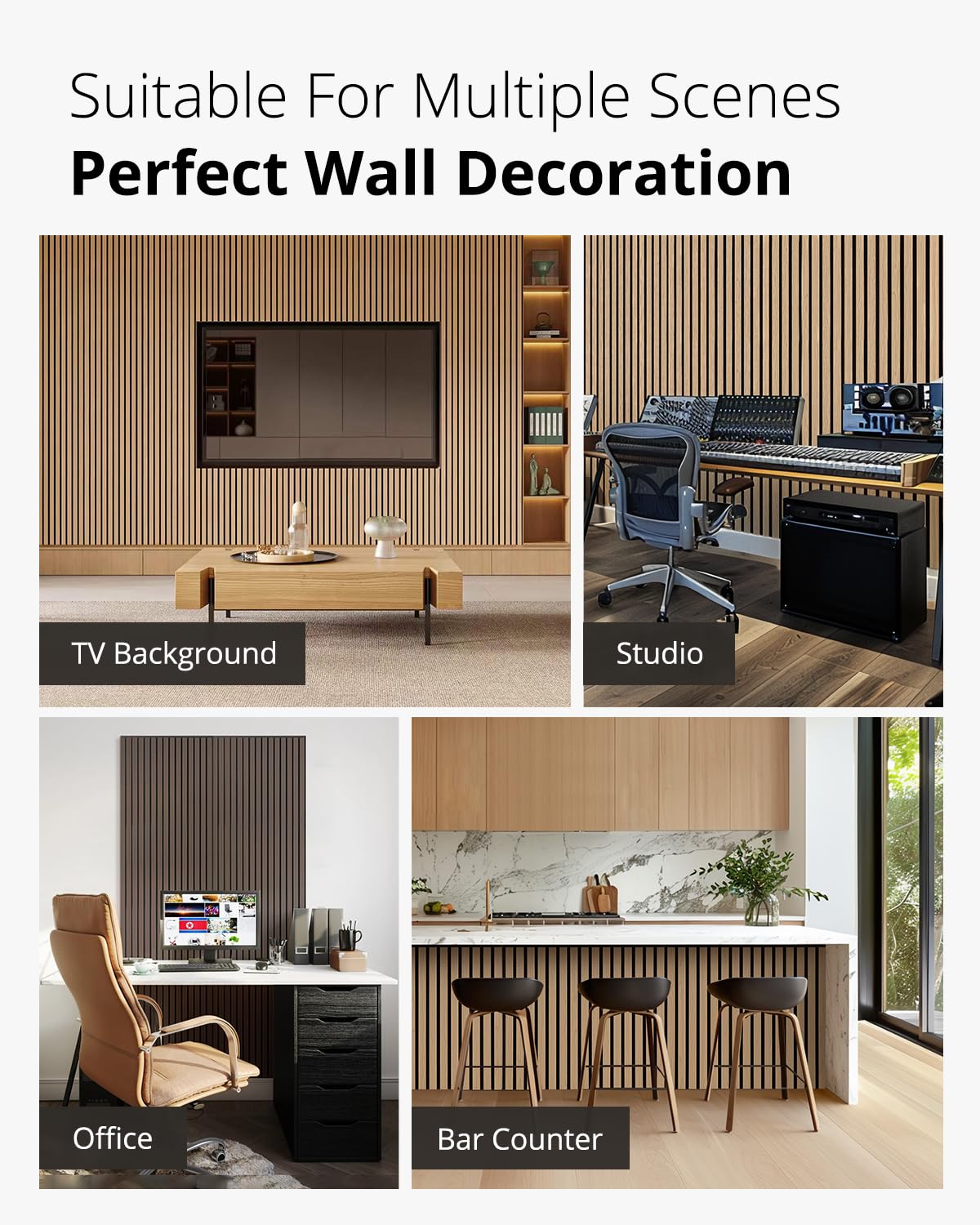 Wood Panels for Wall, Wood Wall Panels, Kuchoow Soundproof Wall Panels, 2 Pack 94.5"x12.6" Acoustic Wood Slat Wall Panels, Wall Wood Panels, Sound Dampening Panels, Natural Light Oak