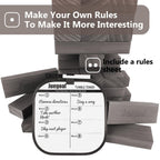 Juegoal 54 Piece Giant Tumble Tower Grey for Adult Kids Family, Wooden Block Stacking Game with Gameboard & Canvas Bag, Outdoor Games for Backyard Lawn Party Playing, 6.9 x 6.9 x 24 Inches,X-Large