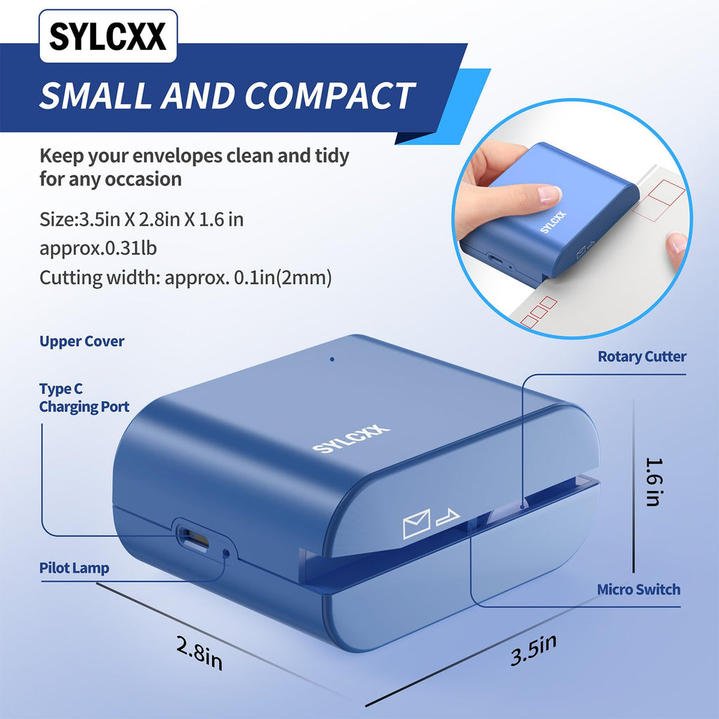 Rechargeable Electric Letter Opener - Electric Envelope Opener, Letter Openers Envelope Slitter for Office & Home Desks, Mail Openers with Safe Cutting and Portable Design