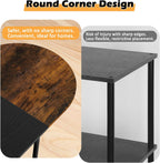 ETELI Small Round Coffee Tables for Small Space Farmhouse Oval Coffee Table with 2-Tier Storage Shelf Circle Center Tea Table for Living