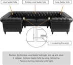 AVZEAR 3 Pieces Sectional U-Shaped Sofa, Leather Modular Sectional Couches Chesterfield Sofa Set, Modern Living Room Furniture Sets Upholstered Couch Set for Living Room, Office and Apartment, Black