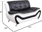 Beverly Fine Furniture 3 Piece Aldo Modern Sofa Set, Black/White