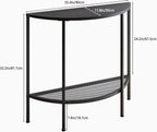 Console Table 2 Tier Narrow Entryway Table with Storage,Half Moon Sofa Couch Table,Small Hallway Entry Way Tables,Wooden Accent Side Table for Living Room Coffee Table,Black