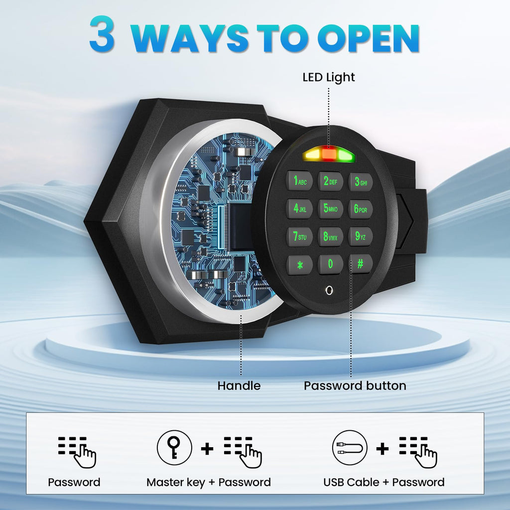 karbeen 6.5 Cu ft 大型耐火防水金庫、ミュート機能とLEDライト付きマネーセーフ、デジタルキーパッドホームセーフ、預入スロット＆二重警報システム付き、貴重品用セキュリティボックス