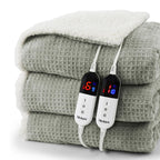 Heated Blanket Electric Throw Waffle, 50x60 Inches Sherpa Fleece Fast Heating Blanket 6 Heating Levels & 4 Hours Auto Off ETL Certification, Sage Green Throw