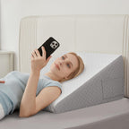 Forias Wedge Pillow for Acid Reflux Relief 12" Bed Wedge Pillow for Headboard Triangle Pillow Wedge for Sleeping Post Surgery Legs Back Pain Gerd Snoring, Soft Memory Foam Top & Washable Cover
