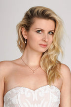 Mariell Rose Gold Wedding Necklace & Earrings Jewelry Set with Freshwater Pearl for Bridesmaids & Brides