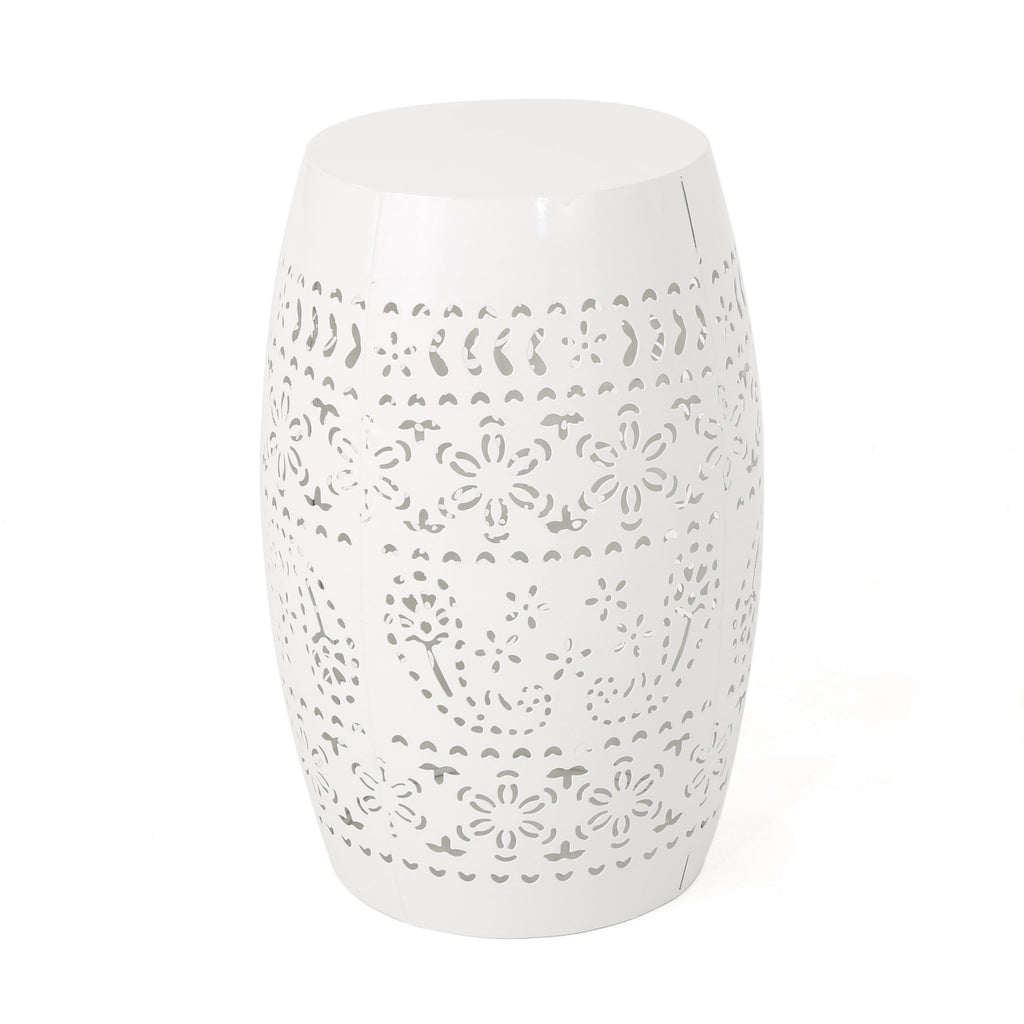 Christopher Knight Home Lilac Outdoor 12" Iron Side Table, White