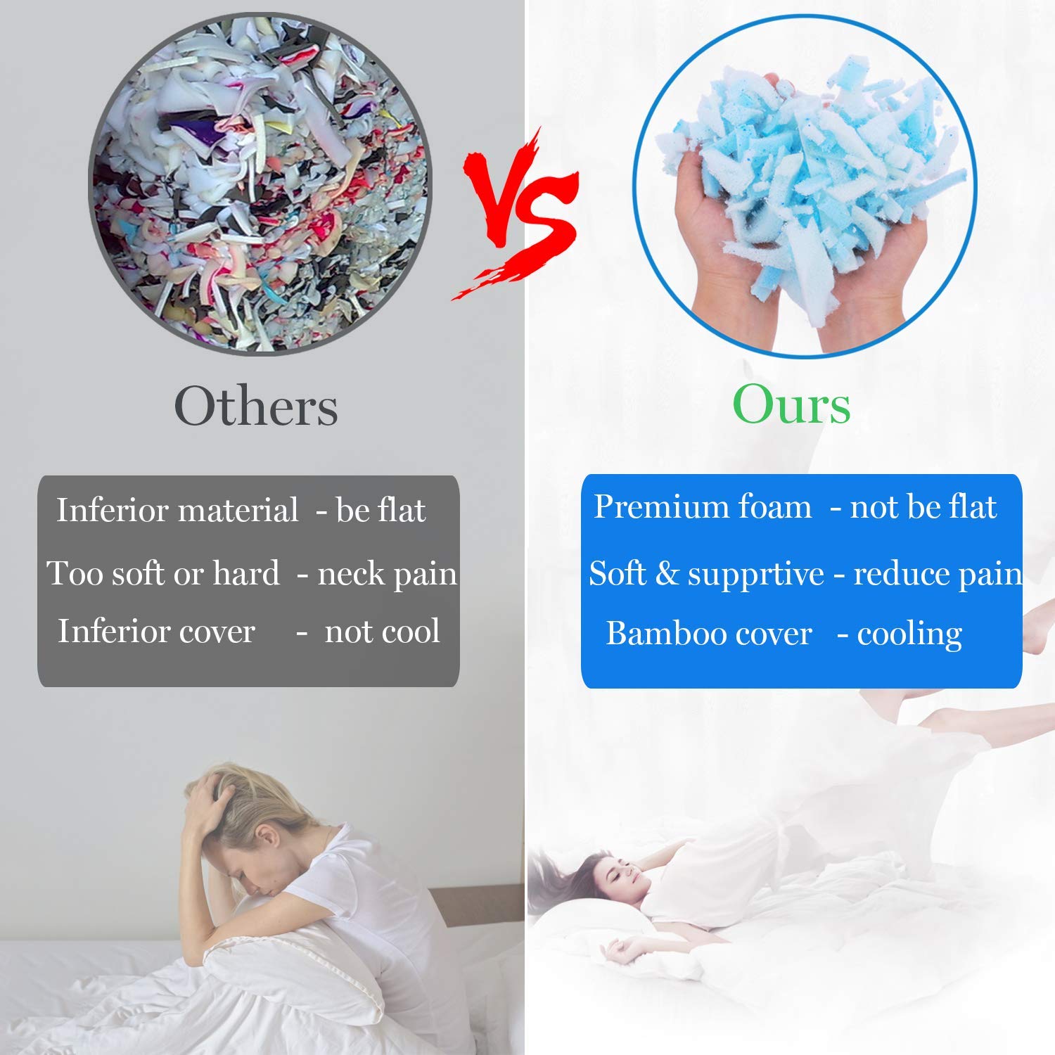 SUPA MODERN охлаждающие подушки для сна 2 шт. подушки из измельчённой пены с эффектом памяти регулируемые прохладные подушки для сна на боку, спине и животе роскошные гелевые подушки размера Queen комплект из 2 шт. съемные моющиеся чехлы