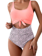 Eomenie Women's One Piece Swimsuit Tummy Control Slimming Bathing Suit Cutout Tie Knot Swimwear