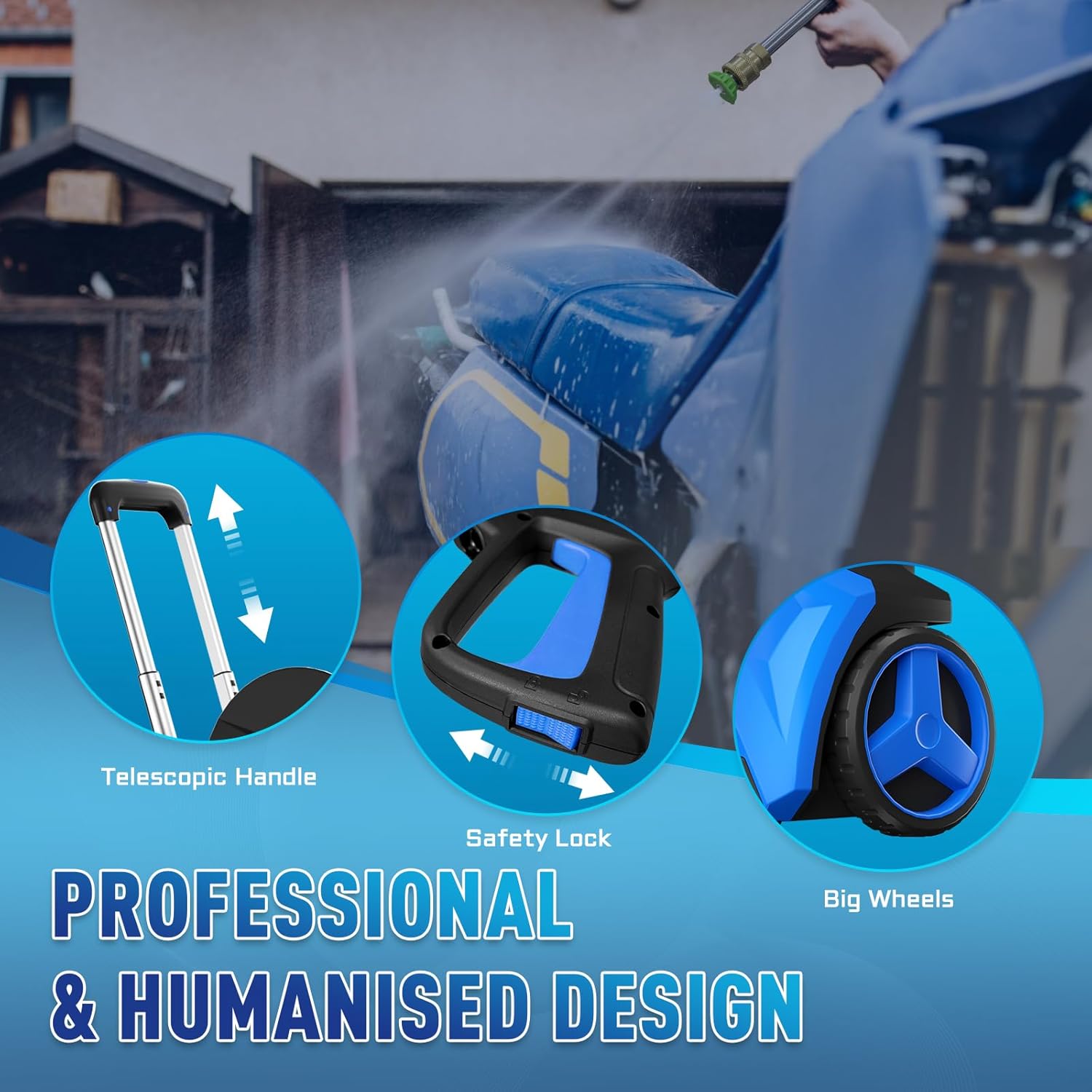 Pressure Washe Touch Screen Adjustable Pressure Power Washer with 4 Quick Connect Nozzles,Inlet Hose & Filter, Foam Cannon for Cars/Fences/Driveways Cleaning