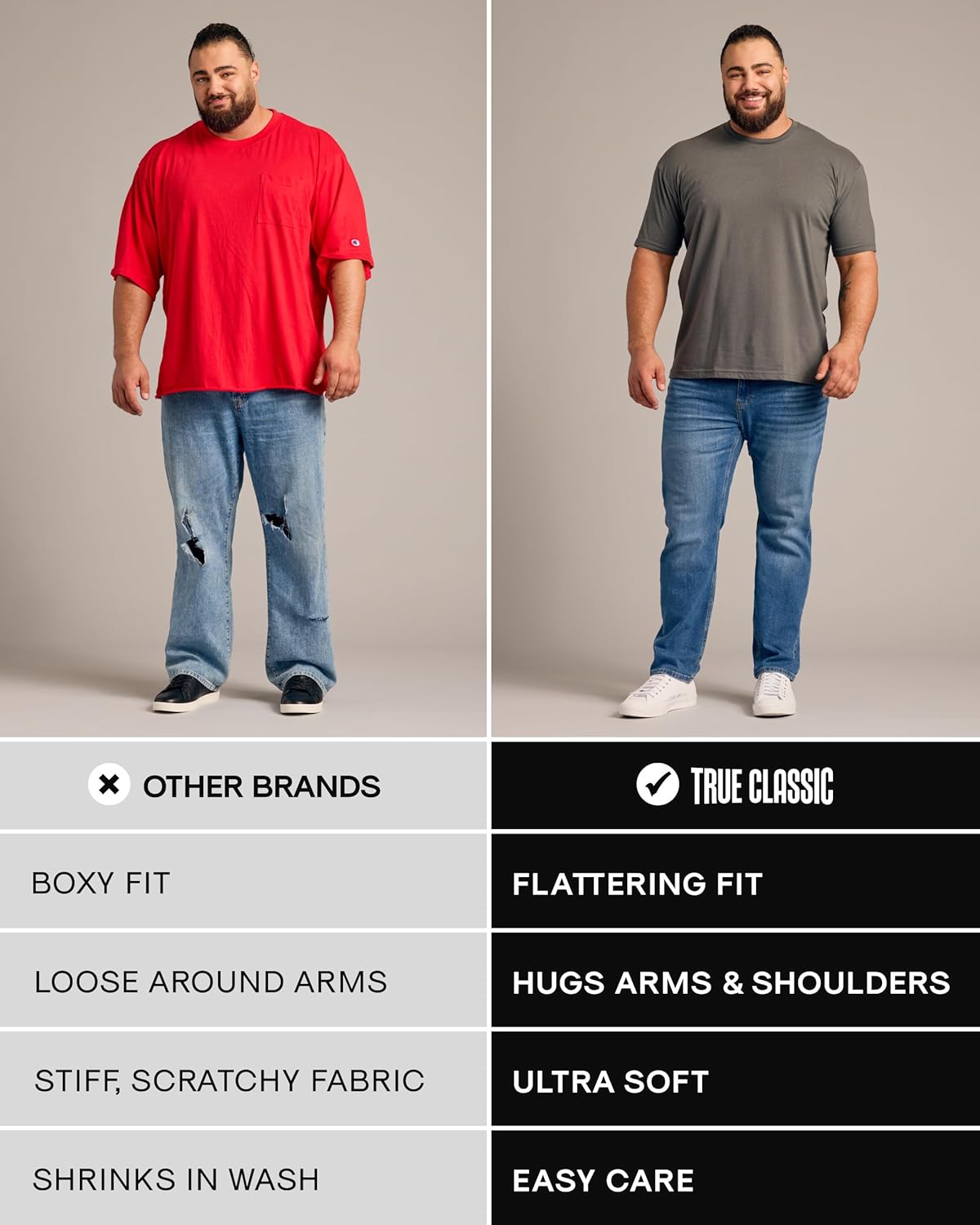 True Classic Mens T-Shirts - Short Sleeve Crew Neck Plain Novelty T Shirt for Men