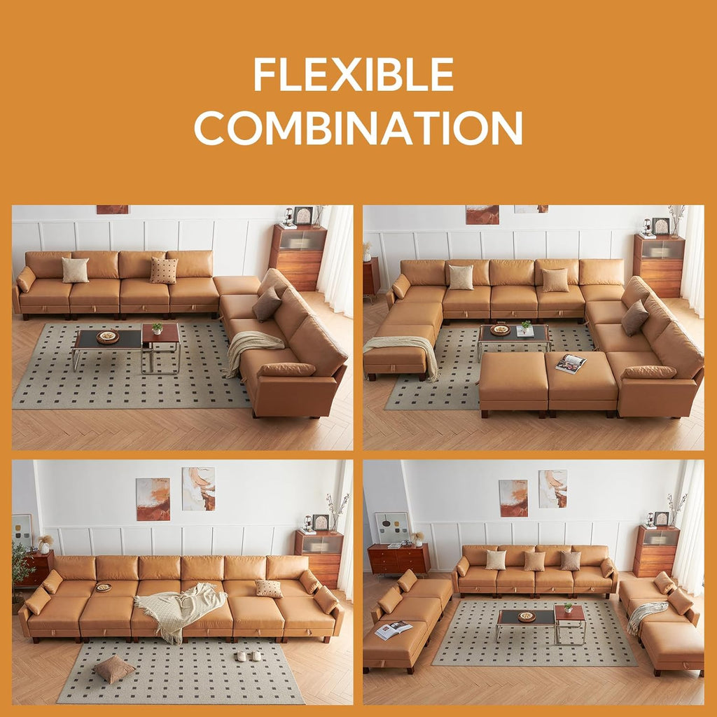 Large Modular Sofa, 248'' Sectional Sofa, Living Room Couch Sets with Storage, 16 Seats Big Couch for House, Office,Villa, Tan