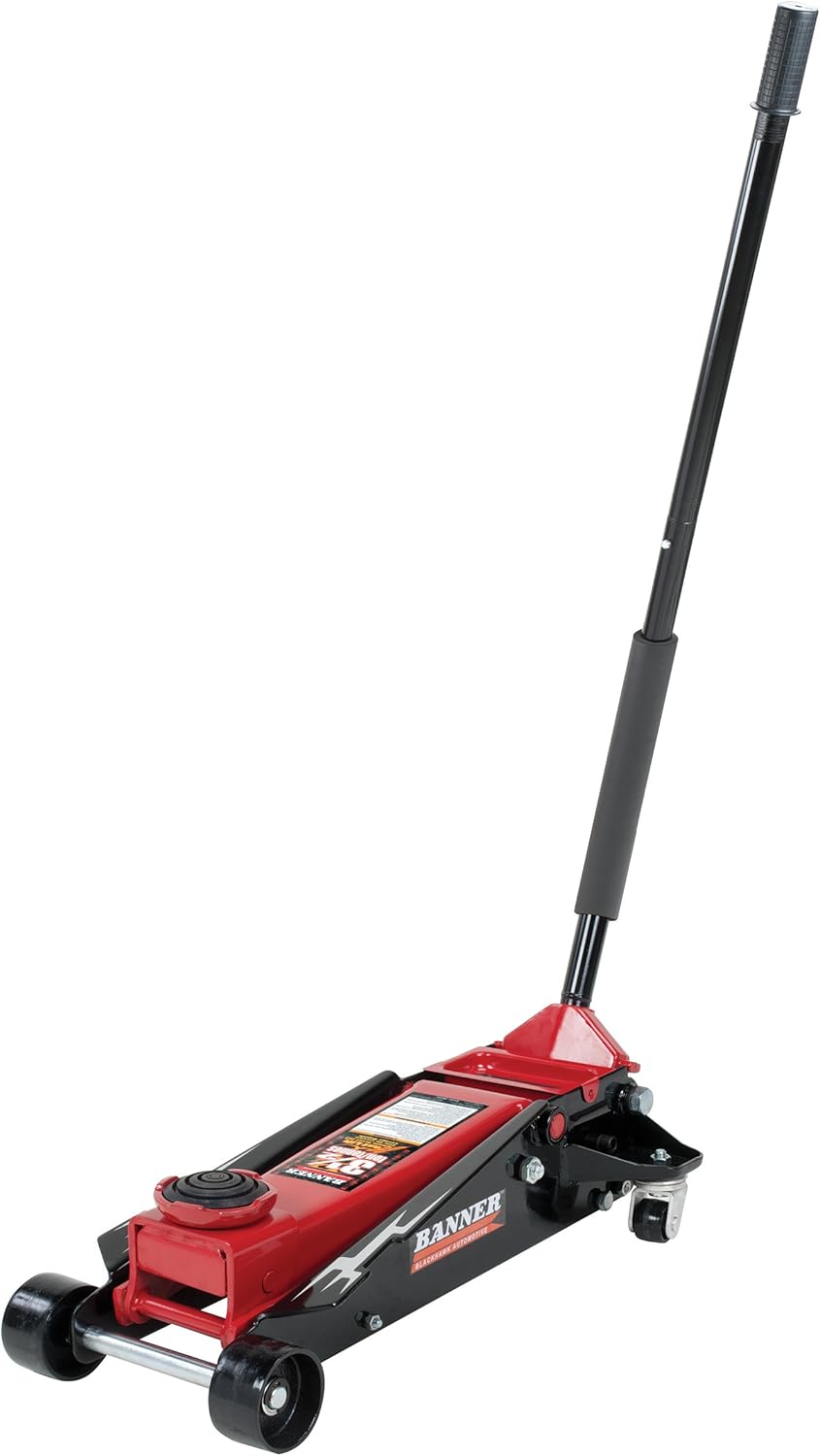 Blackhawk B6350 Black/Red Fast Lift Service Jack - 3.5 Ton Capacity, 28 1/2" L x 13 3/4" W x 6 1/2" H