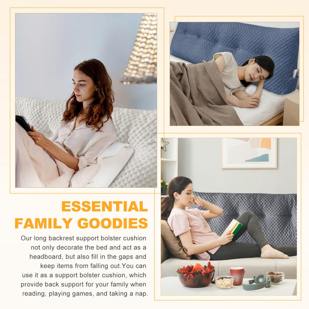 بالشتک تکیه‌گاه مثلثی بزرگ WUIOYNF نرم و حمایتی، بالشتک پشتی تکیه‌گاه تخت، بالشتک تکیه‌گاه تخت با روکش قابل جدا شدن (قهوه‌ای، خوابگاه، 24x8x20 اینچ)