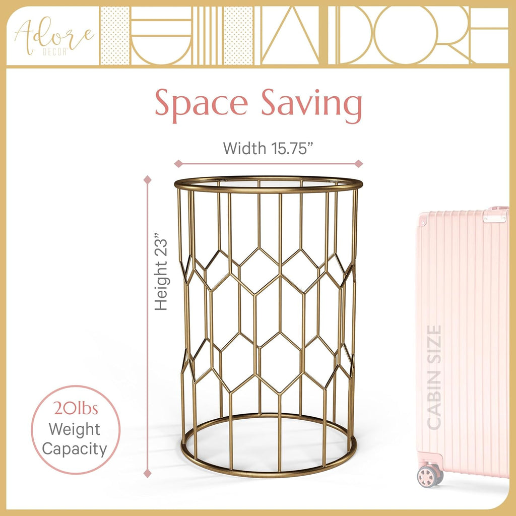 Harper Accent Side Table with Stylish Gold Frame, Round 16" Glass Top, Brushed MetalBase, Modern Metal SideTable or EndTable for Living Room, BedsideTable in Bedroom, Fully Assembled