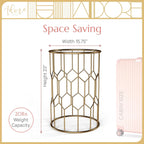 Harper Accent Side Table with Stylish Gold Frame, Round 16" Glass Top, Brushed MetalBase, Modern Metal SideTable or EndTable for Living Room, BedsideTable in Bedroom, Fully Assembled