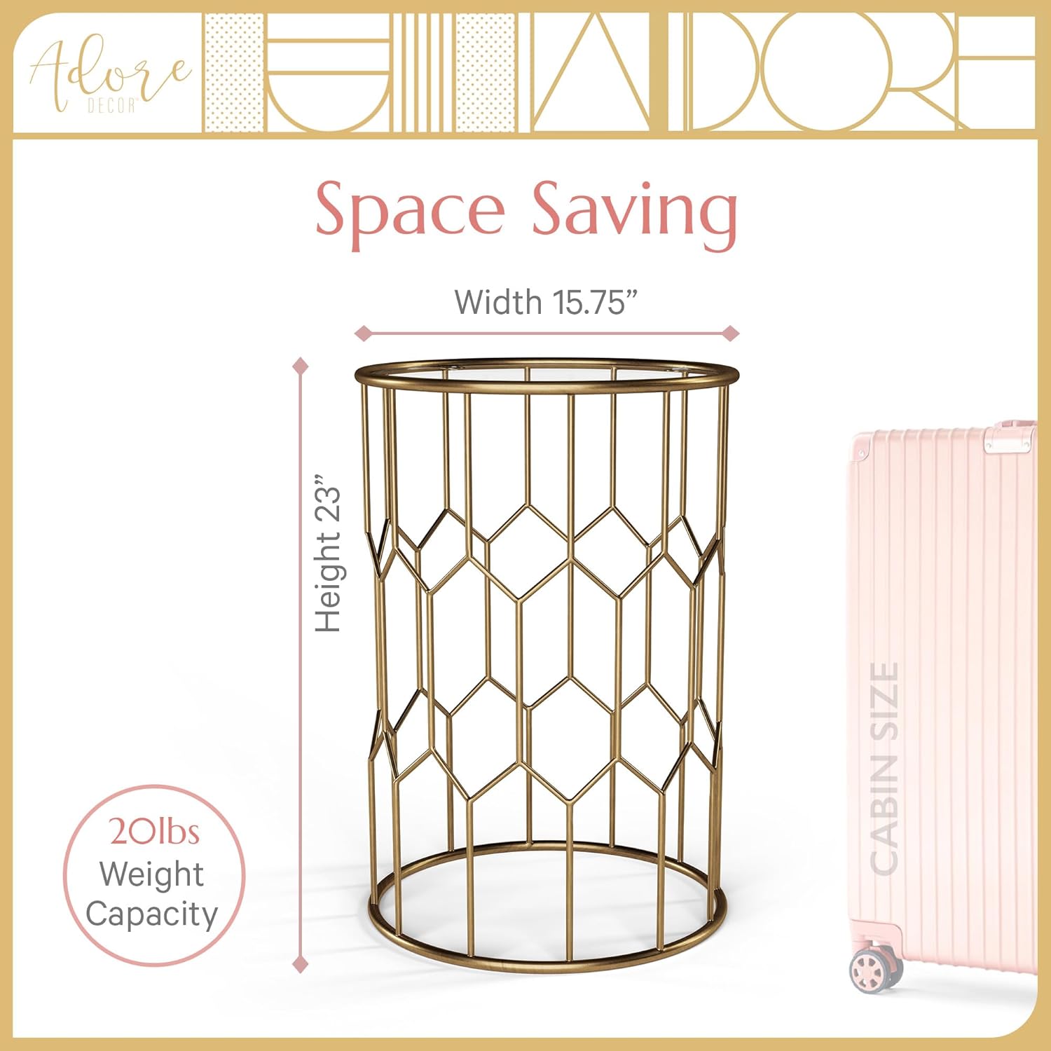 Harper Accent Side Table with Stylish Gold Frame, Round 16" Glass Top, Brushed MetalBase, Modern Metal SideTable or EndTable for Living Room, BedsideTable in Bedroom, Fully Assembled