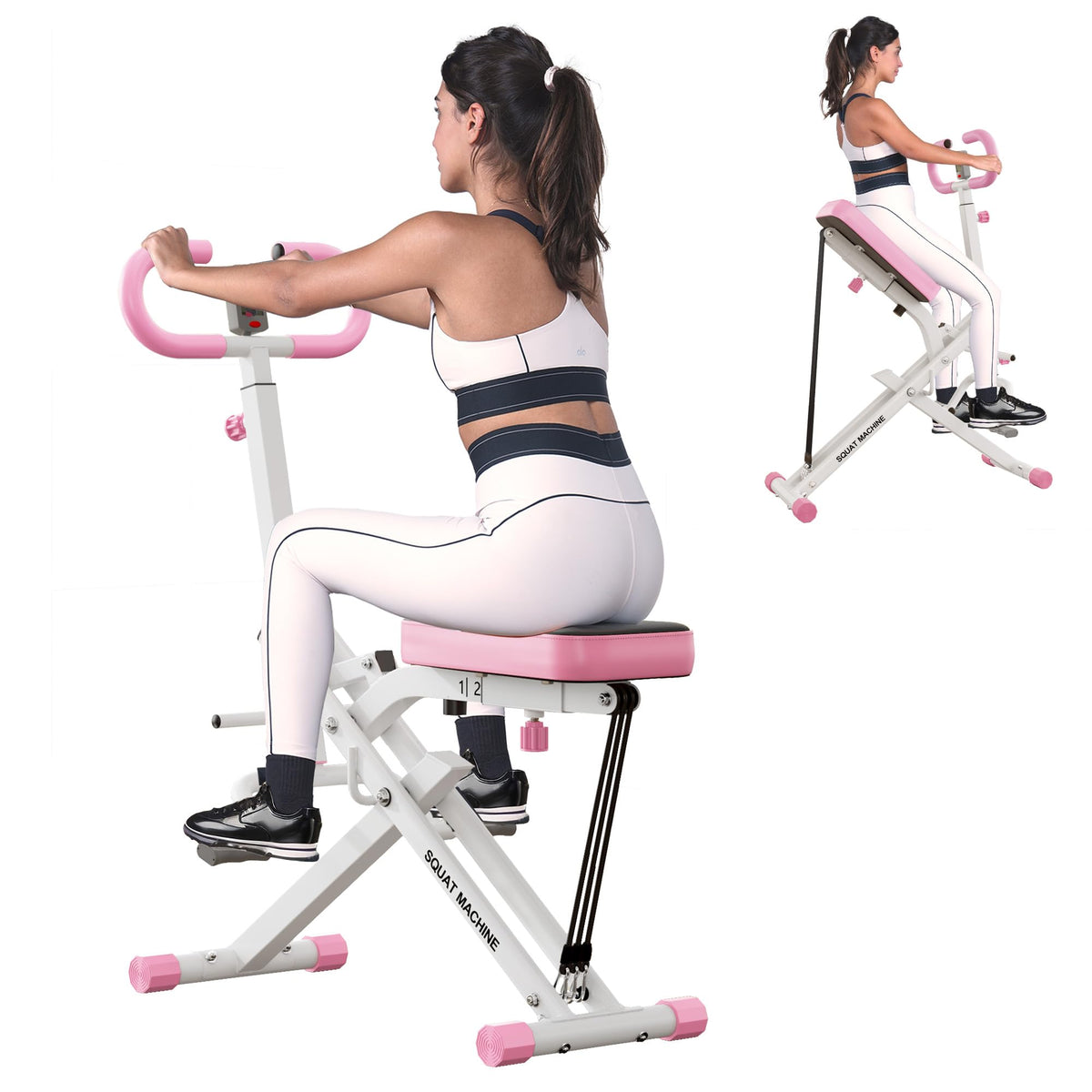 SogesGame Foldable Squat Machine, 2 in 1 Squat Rowing Machine, Workout Equipment for Home, Squat Assist Trainer for Glutes & Legs Workout