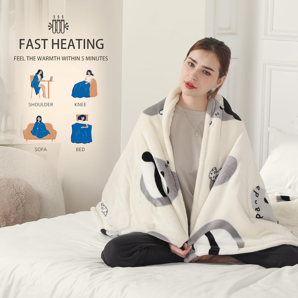 Coperta Elettrica Riscaldata Plaid con 5 Livelli di Riscaldamento e Spegnimento Automatico dopo 4 Ore, Plaid Riscaldato 50"x60" con Certificazione ETL e FCC per Casa e Ufficio, Lavabile in Lavatrice, Grigio Scuro