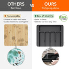 Lifewit Silverware Drawer Organizer, Expandable Utensil Tray for Kitchen, BPA Free Flatware and Cutlery Holder, Adjustable Plastic Storage for Spoons Forks Knives, 8.5-14 x 12", Black