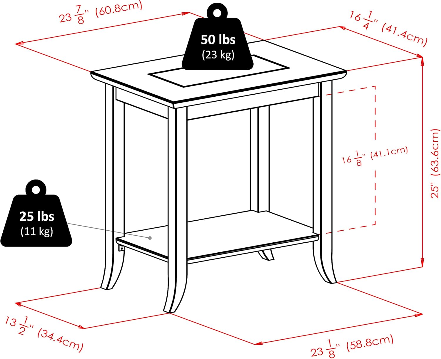 Winsome Genoa 25.04 x 23.94 x 16.3-Inch Composite Wood End Table with Glass Top, Dark Brown (92419)