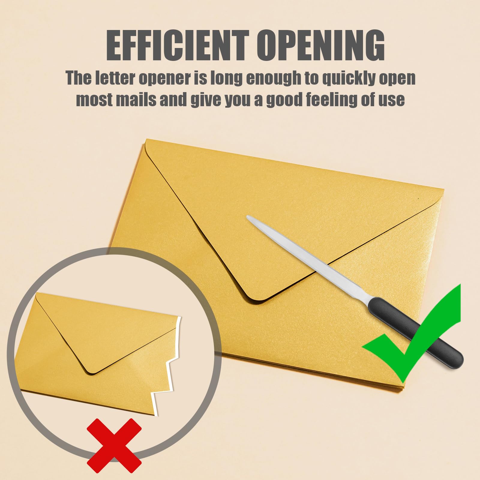 4 stk. brevåbner, konvolutåbner i rustfrit stål, bærbar poståbner, letvægts brevåbnerkniv, konvolutter papirskæreværktøj til skole, kontor, hjemmetilbehør