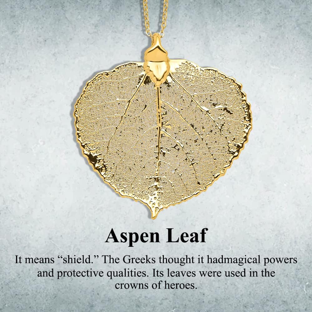 Diamond2Deal 24k Gold Dipped Aspen Leaf with 20 in Gold-tone Necklace