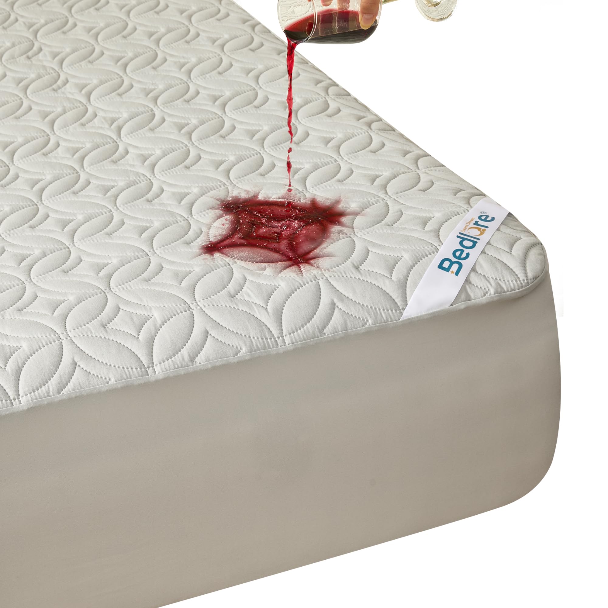 BEDLORE Waterproof Mattress Protector, Queen Size Mattress Pad Noiseless with Deep Pocket 6"-18" Depth, Soft Breathable Dirt-Proof Bed Mattress Cover Washable for Home, Bedroom, Hotel (Gray)