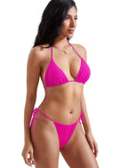 MOSHENGQI Women Sexy Brazilian Bikini 2 Piece Spaghetti Strap Top Thong Swimsuit Bathing Suit(M,0Hot Pink-Rose)