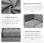 Chesterfield Sofa,Oversized Velvet Sofa Couch,Deep Seat 3 Seater Sofa,Modern Sofa Chair with Button Nailhead,Upholstered Futon Couches,Furniture for Living Room,Bedroom,Office(Grey)