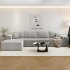 107.5" Cloud Sectional Couch with L-Shape Chaise,Modern Modular Sofa with Deep Seat, Upholstered Couches for Living Room Bedroom Apartments,No Assembly Required, (Black,Right Facing Chaise)